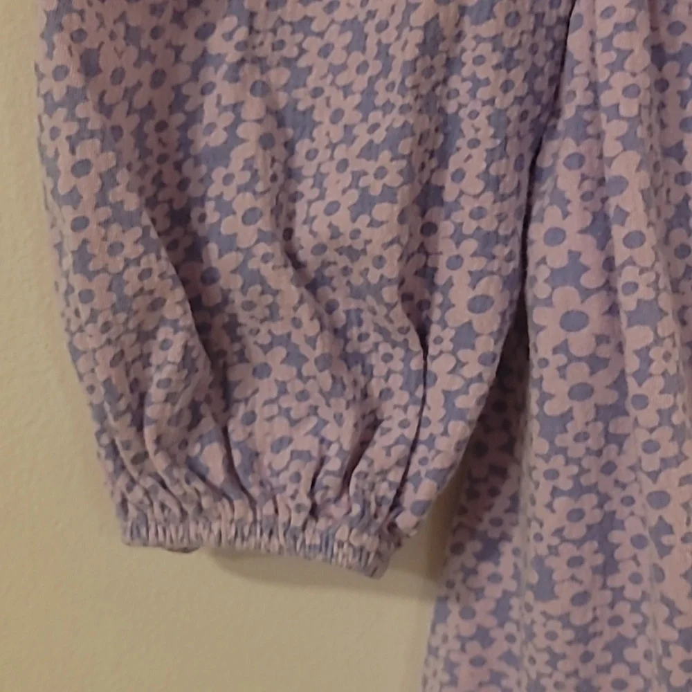 Lands' End Girls Size XL (14-16) Floral Ruffle Dress‎ with Pockets Pink Purple